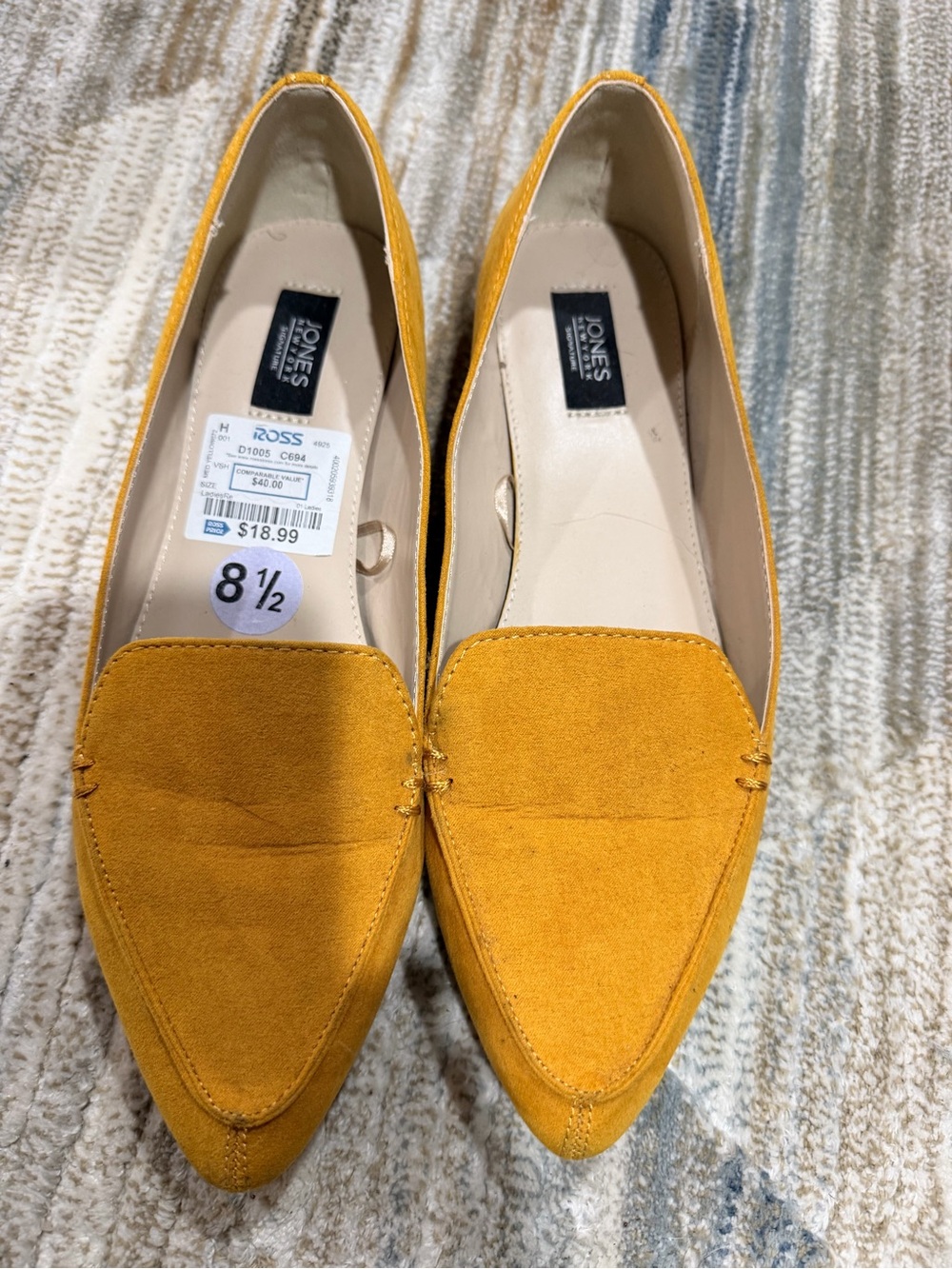 Jones New York Yellow Suede Pointed Loafers